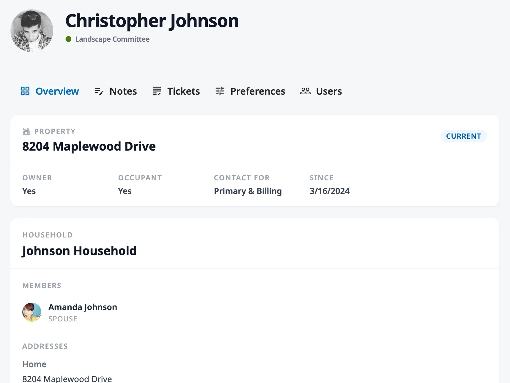 HOA Hub contact detail page
